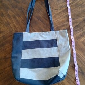 Stylish Navy and Beige Tote Bag